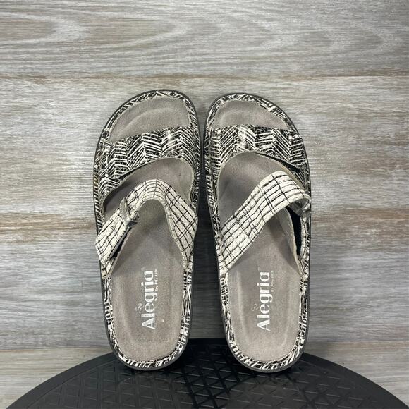 Alegria Women's Karmen Unity Black White Leather Slide Sandals Size EU 38 US 8 - Picture 6 of 11